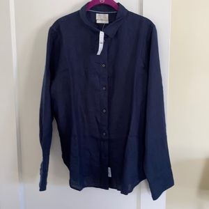 NWT J Crew Irish linen navy shirt Baird McNutt 18